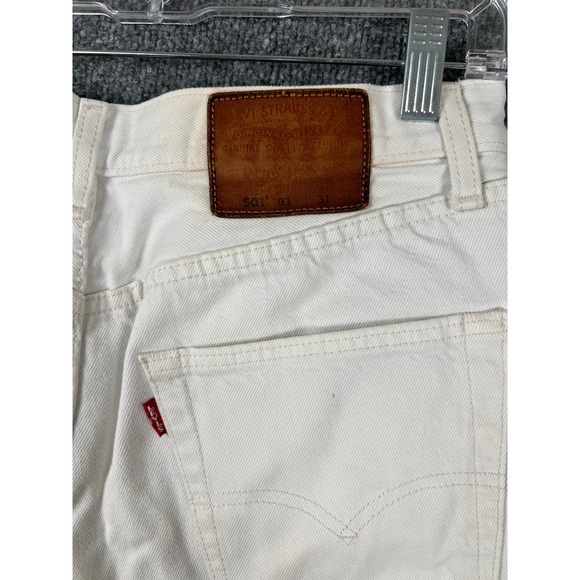 Levi's 501 Shorts Mens Size 30 White Denim Cut Off Raw Hem Summer Casual - Picture 4 of 10